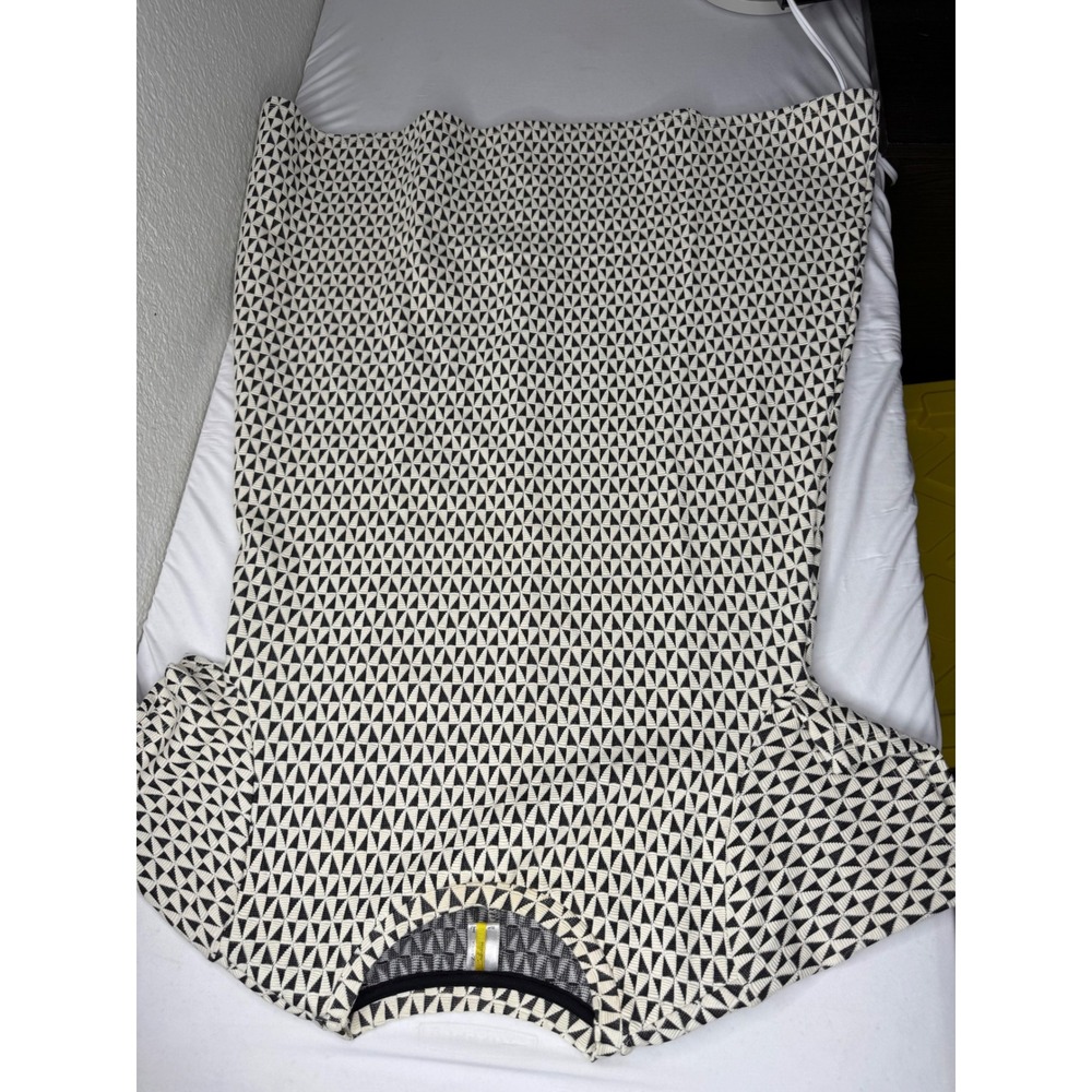 Piazza Italia Black Cream Geometric Triangle Knit Shift Dress Short Sleeve L